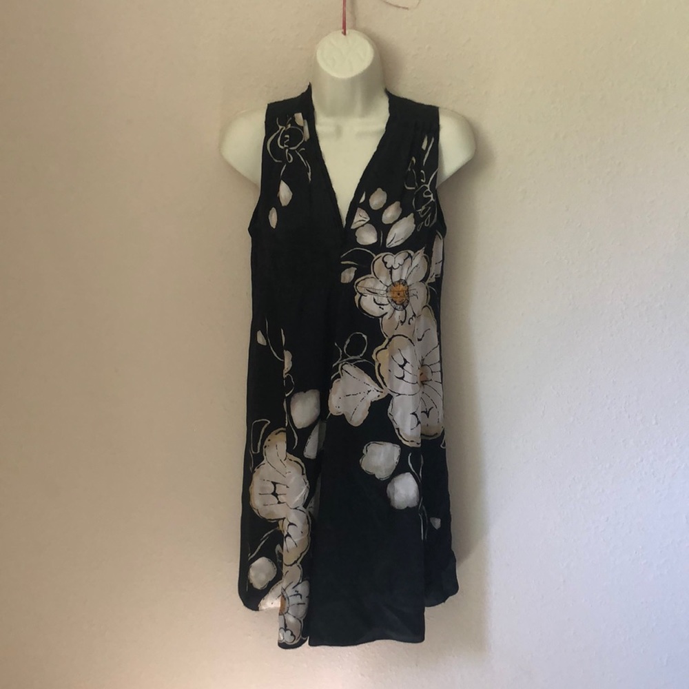 Elie Tahari floral tunic/tank dress, black, size 2